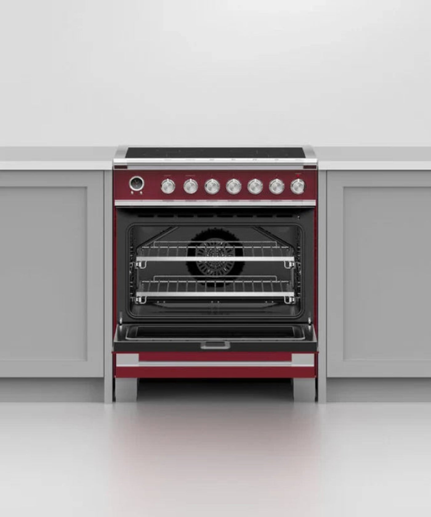 Fisher Paykel 30" Series 9 Classic 4 Zone Induction Self-Cleaning Range Red - OR30SCI6R1