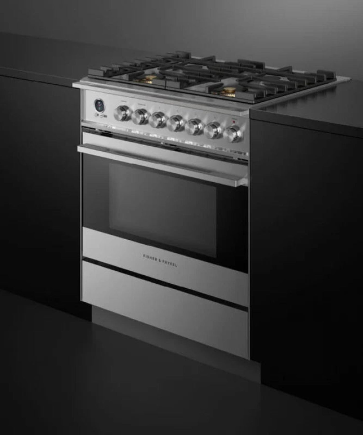 Fisher Paykel 30" Series 9 Contemporary 4 Burner Dual Fuel Self-Cleaning Range Stainless Steel - OR30SDG6X1