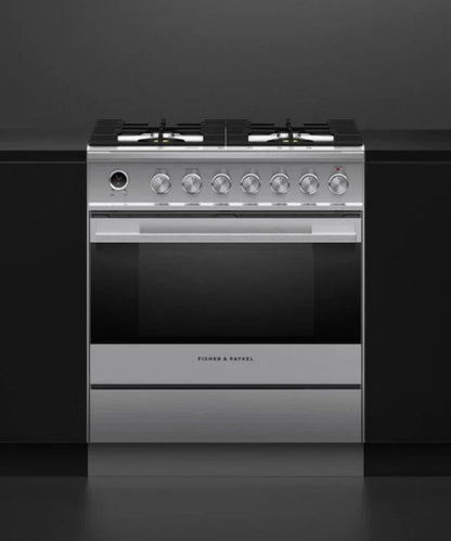 Fisher Paykel 30" Series 9 Contemporary 4 Burner Dual Fuel Self-Cleaning Range Stainless Steel - OR30SDG6X1