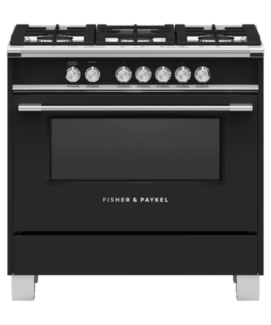 Fisher Paykel 36" Series 7 Classic 5 Burner Gas Range Black - OR36SCG4B1