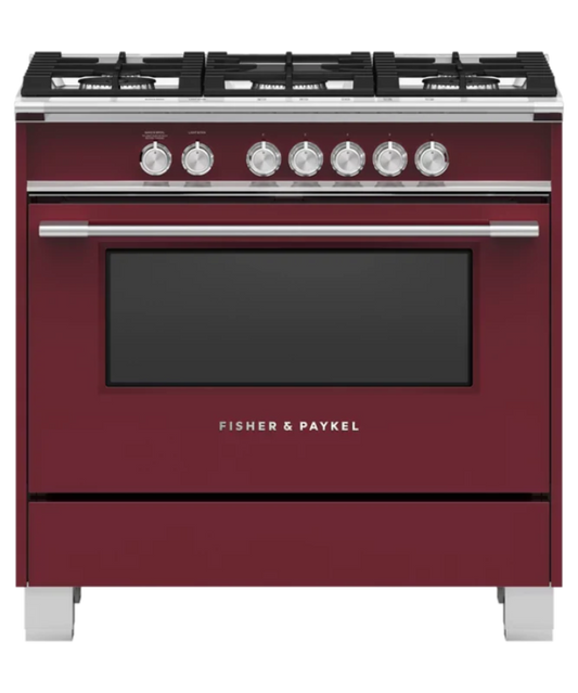 Fisher Paykel 36" Series 7 Classic 5 Burner Gas Range Red - OR36SCG4R1