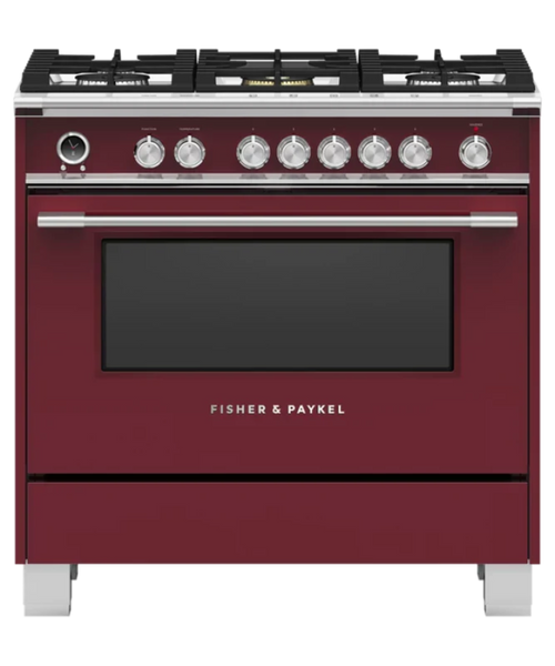 Fisher Paykel 36" Series 9 Classic 5 Burner Dual Fuel Self-Cleaning Range Red - OR36SCG6R1