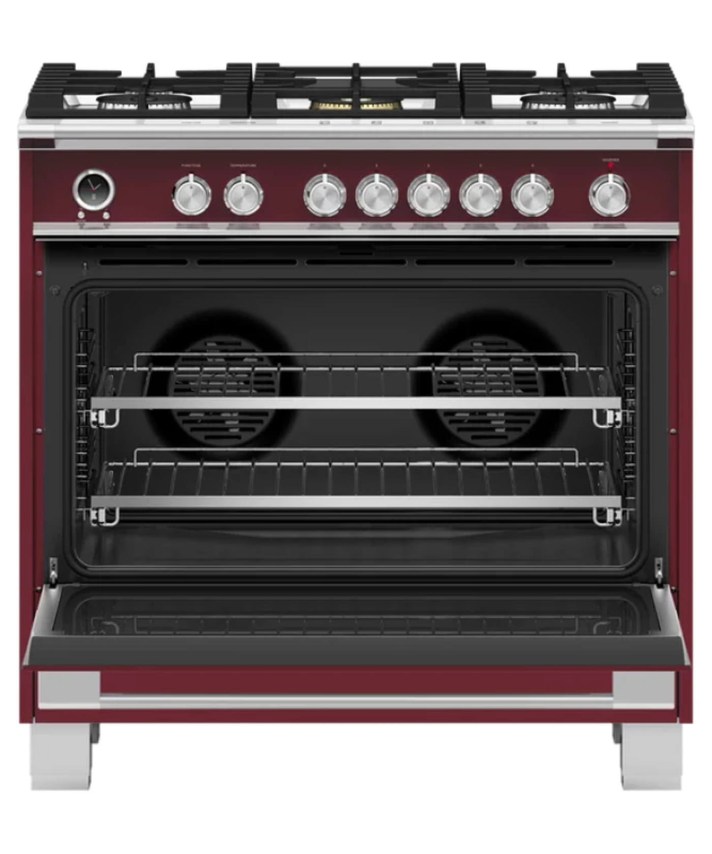 Fisher Paykel 36" Series 9 Classic 5 Burner Dual Fuel Self-Cleaning Range Red - OR36SCG6R1