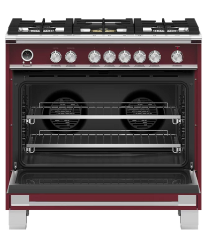 Fisher Paykel 36" Series 9 Classic 5 Burner Dual Fuel Self-Cleaning Range Red - OR36SCG6R1