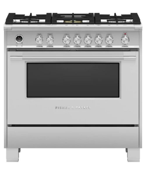 Fisher Paykel 36" Series 9 Classic 5 Burner Dual Fuel Self-Cleaning Range Stainless Steel - OR36SCG6X1