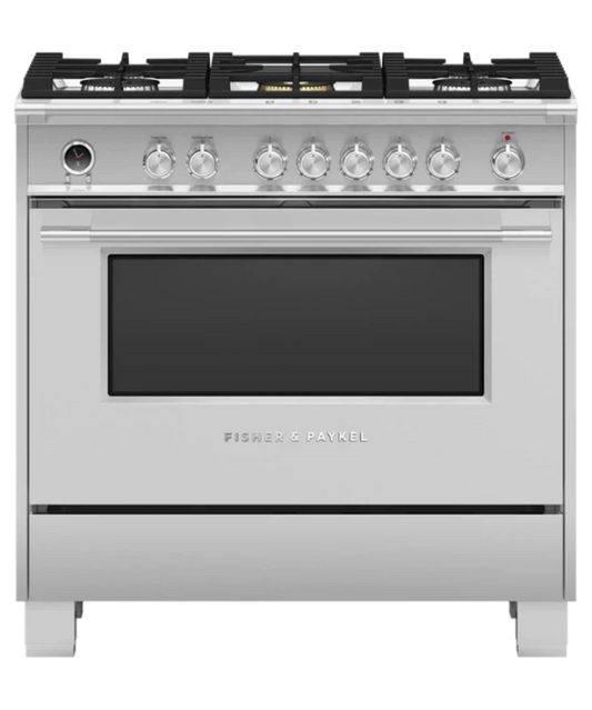 Fisher Paykel 36" Series 9 Classic 5 Burner Dual Fuel Self-Cleaning Range Stainless Steel - OR36SCG6X1