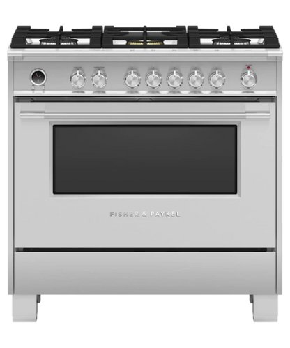Fisher Paykel 36" Series 9 Classic 5 Burner Dual Fuel Self-Cleaning Range Stainless Steel - OR36SCG6X1
