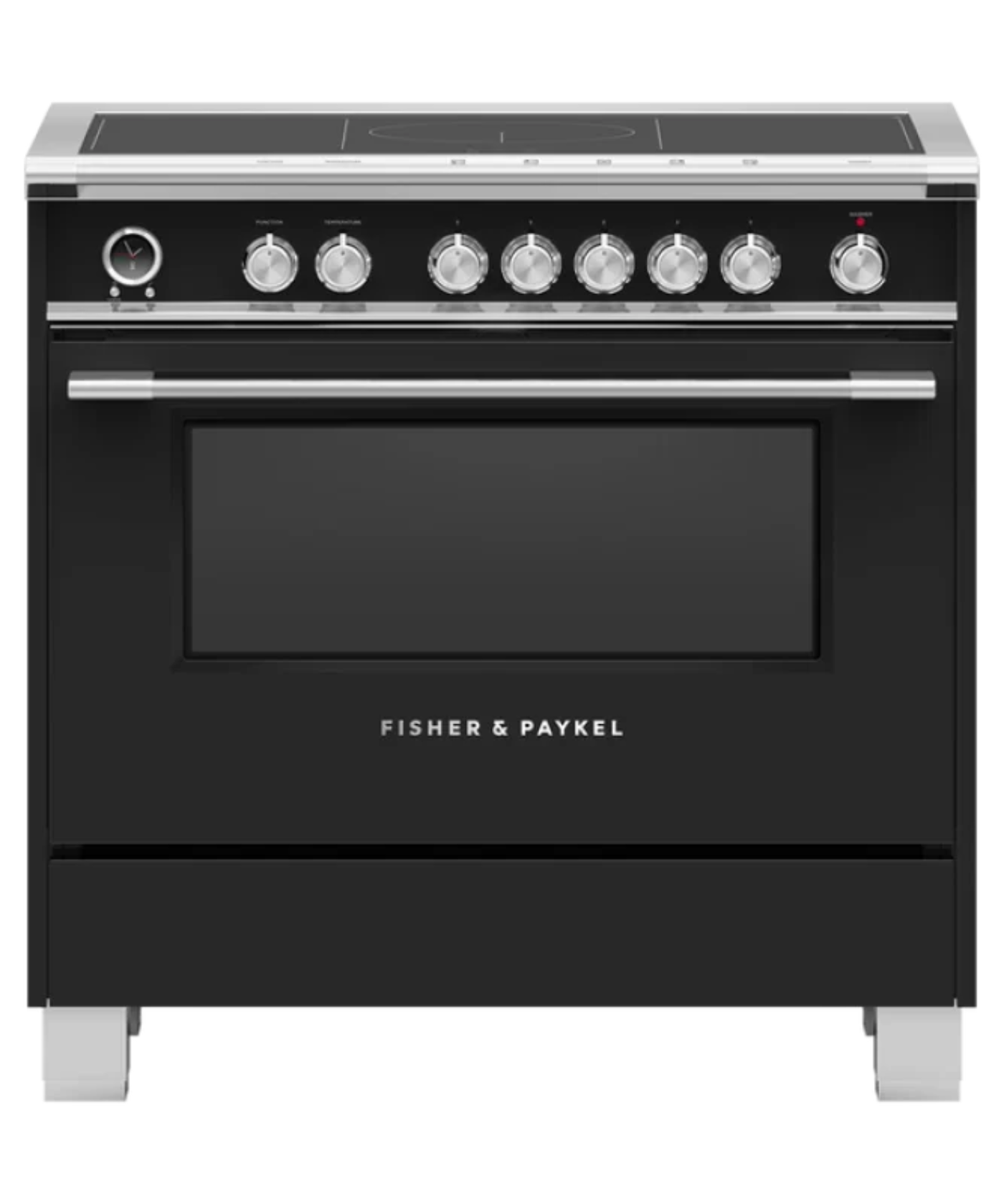 Fisher Paykel 36" Series 9 Classic 5 Zone Induction Self-Cleaning Range, 2 SmartZones Black - OR36SCI6B1