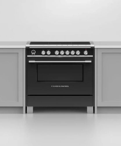 Fisher Paykel 36" Series 9 Classic 5 Zone Induction Self-Cleaning Range, 2 SmartZones Black - OR36SCI6B1