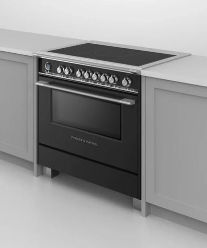 Fisher Paykel 36" Series 9 Classic 5 Zone Induction Self-Cleaning Range, 2 SmartZones Black - OR36SCI6B1