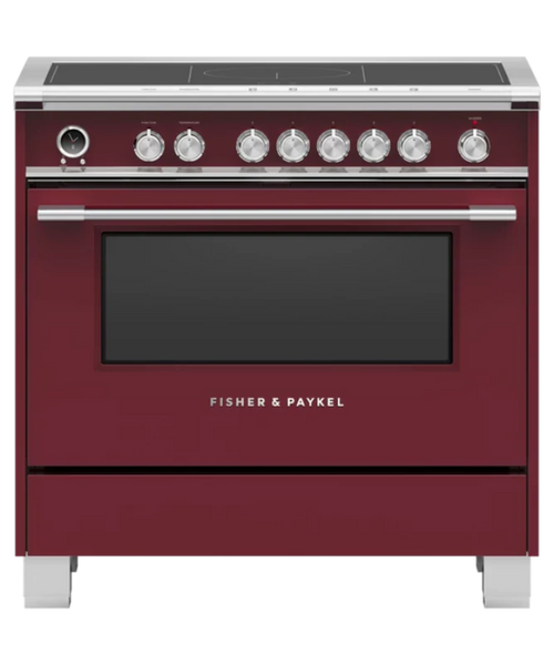 Fisher Paykel 36" Series 9 Classic 5 Zone Induction Self-Cleaning Range, 2 SmartZones Red - OR36SCI6R1