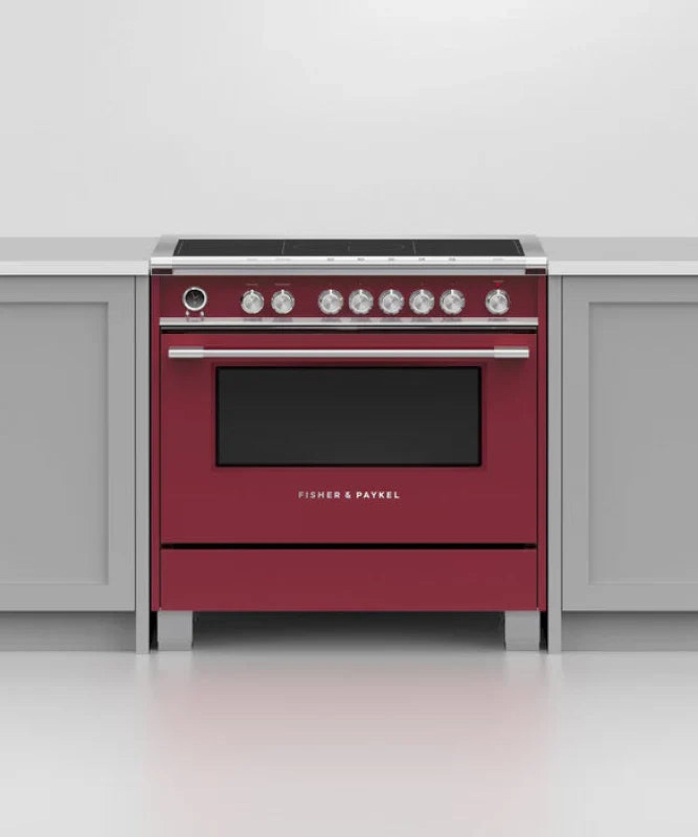 Fisher Paykel 36" Series 9 Classic 5 Zone Induction Self-Cleaning Range, 2 SmartZones Red - OR36SCI6R1