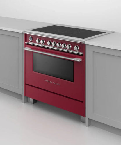 Fisher Paykel 36" Series 9 Classic 5 Zone Induction Self-Cleaning Range, 2 SmartZones Red - OR36SCI6R1