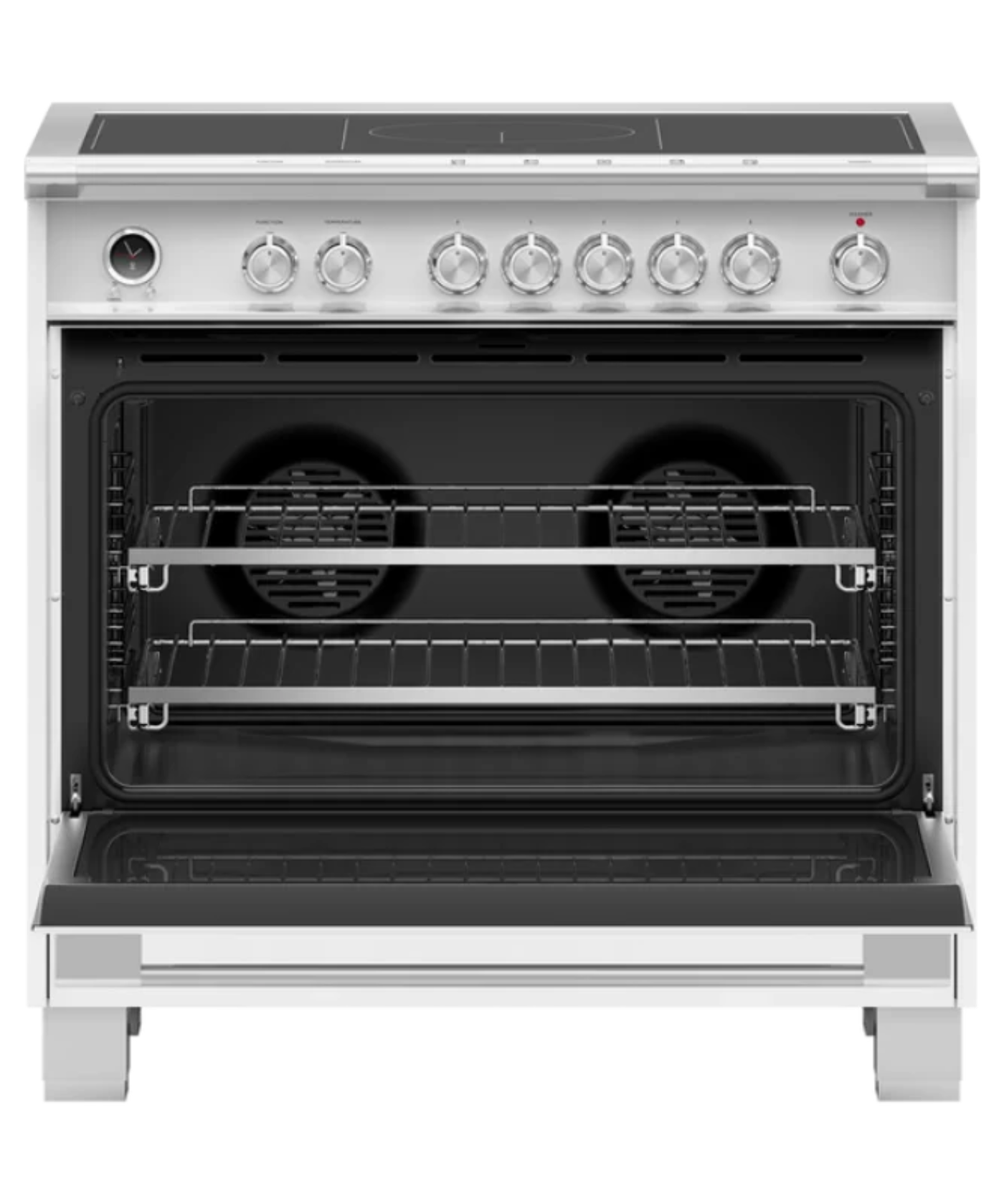 Fisher Paykel  36" Series 9 Classic 5 Zone Induction Self-Cleaning Range, 2 SmartZones White - OR36SCI6W1