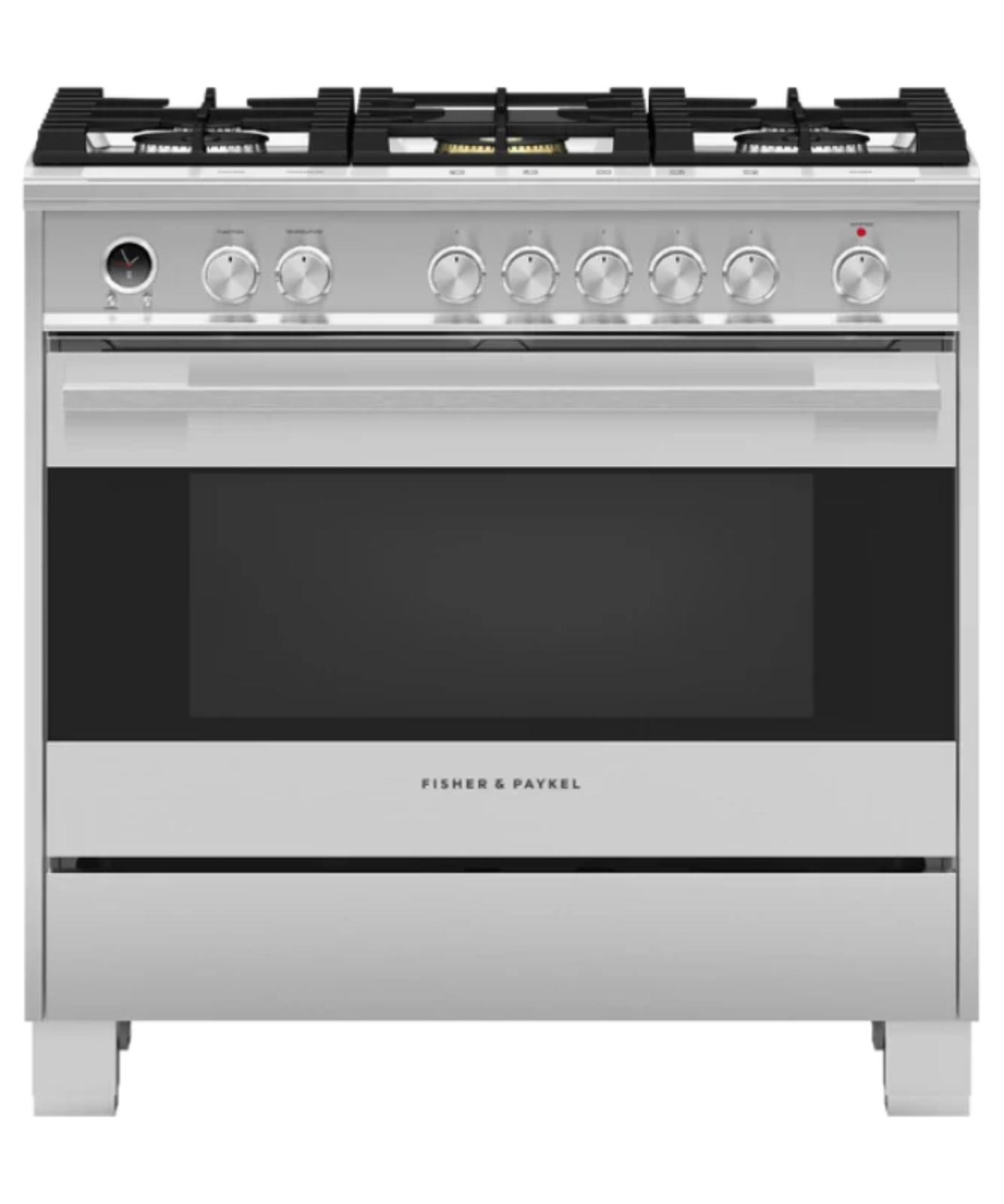 Fisher Paykel 36" Series 9 Contemporary 5 Burner Dual Fuel Self-Cleaning Range Stainless Steel - OR36SDG6X1