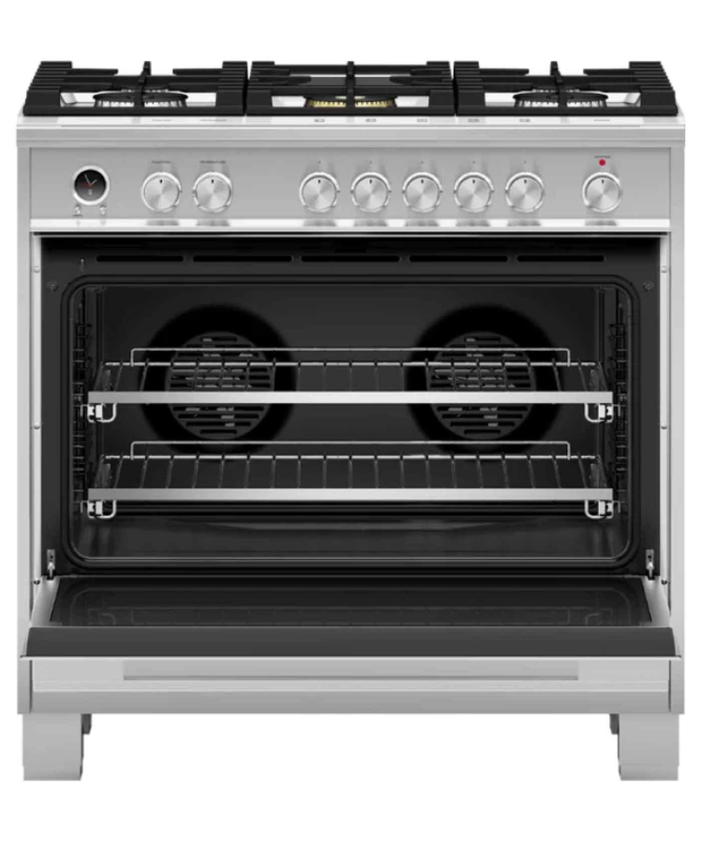 Fisher Paykel 36" Series 9 Contemporary 5 Burner Dual Fuel Self-Cleaning Range Stainless Steel - OR36SDG6X1