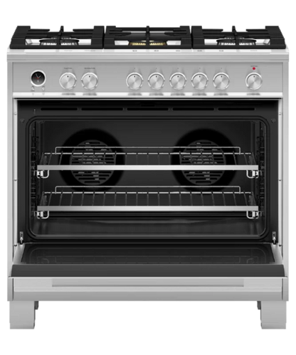 Fisher Paykel 36" Series 9 Contemporary 5 Burner Dual Fuel Self-Cleaning Range Stainless Steel - OR36SDG6X1