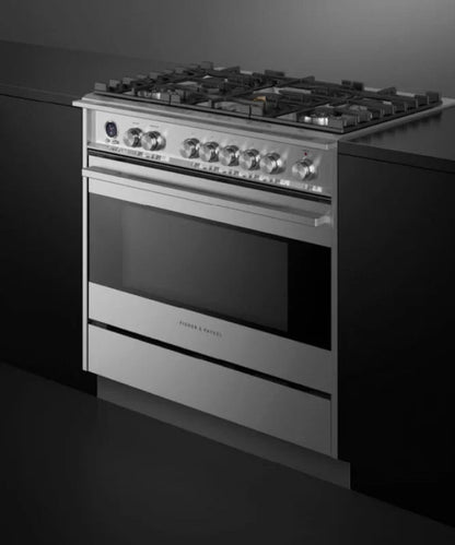Fisher Paykel 36" Series 9 Contemporary 5 Burner Dual Fuel Self-Cleaning Range Stainless Steel - OR36SDG6X1