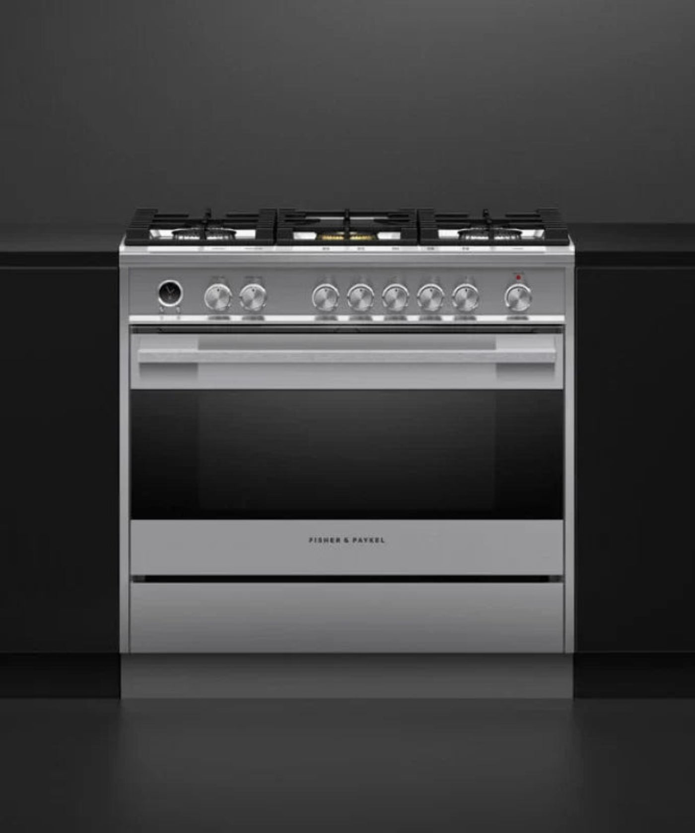 Fisher Paykel 36" Series 9 Contemporary 5 Burner Dual Fuel Self-Cleaning Range Stainless Steel - OR36SDG6X1