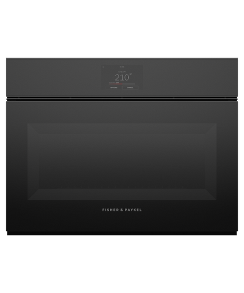 Fisher Paykel 24" Series 9 Minimal Handleless Compact Combi-Steam Oven Black Glass - OS24NMTNB1