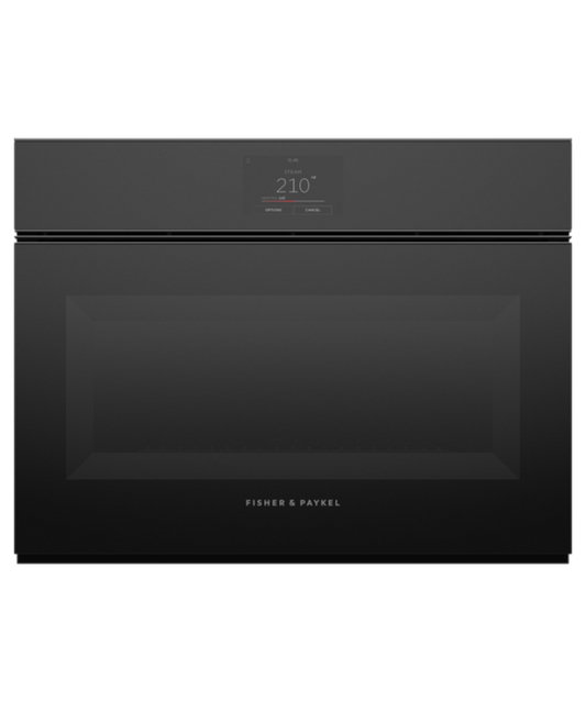Fisher Paykel 24" Series 9 Minimal Handleless Compact Combi-Steam Oven Black Glass - OS24NMTNB1