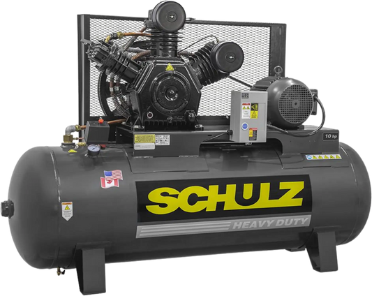 Schulz Premium Series Air Compressor 10 HP 120 gal. 2-Stage 208-230V 3-Phase Horizontal - 932.9344-P