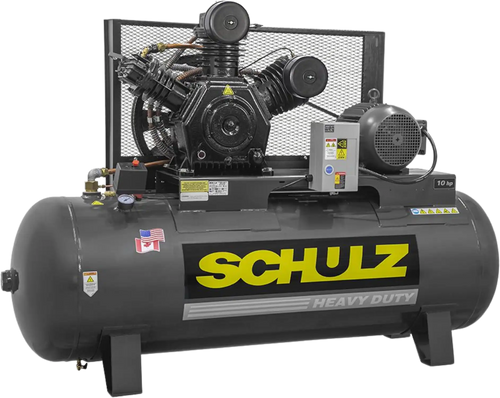 Schulz V-Series Air Compressor 10 HP 120 gal. 2-Stage 460V 3-Phase Horizontal  - 932.9344-0