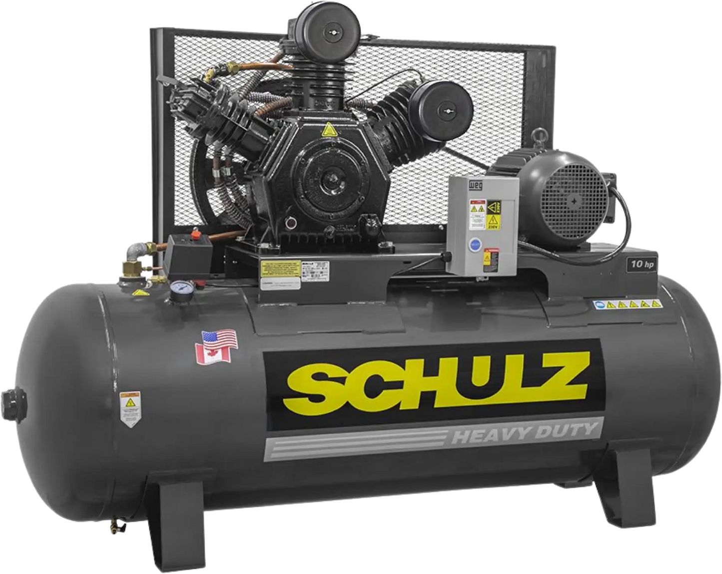 Schulz V-Series Air Compressor 10 HP 120 gal. 2-Stage 460V 3-Phase Horizontal  - 932.9344-0