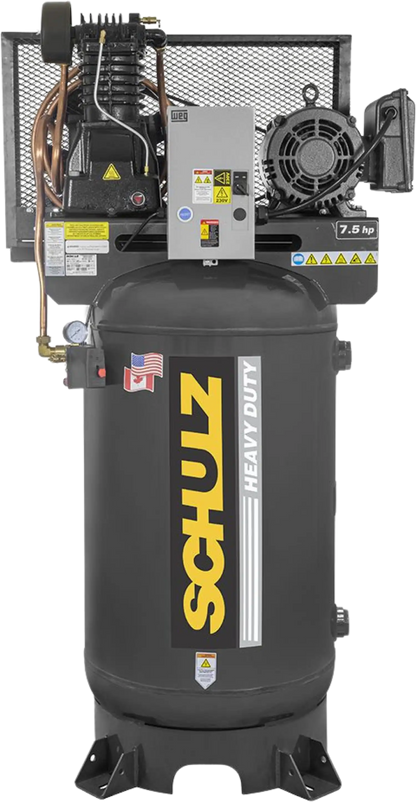 Schulz Premium Series Air Compressor 7.5 HP 80 gal. 2-Stage 208-230V 3-Phase Vertical - 932.9322-P
