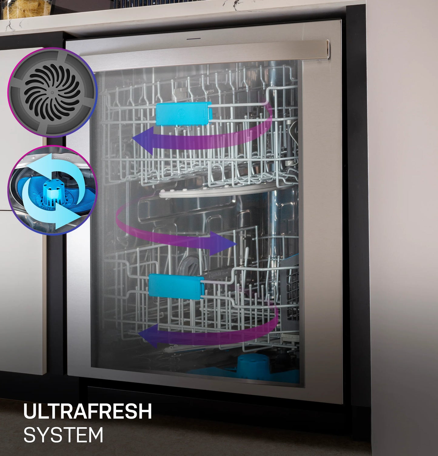 GE Appliances  Smart UltraFresh System Dishwasher with Microban Antimicrobial Technology with Deep Clean Washing 3rd Rack, 42 dBA Fingerprint Resistant Black Stainless - PDT755SBVTS