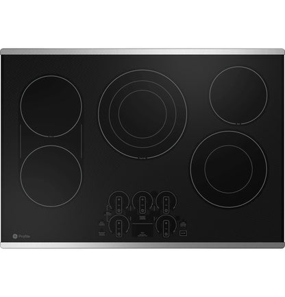 GE Appliances Profile 30" Built-In Touch Control Electric Cooktop Stainless Steel on Black - PEP9030STSS