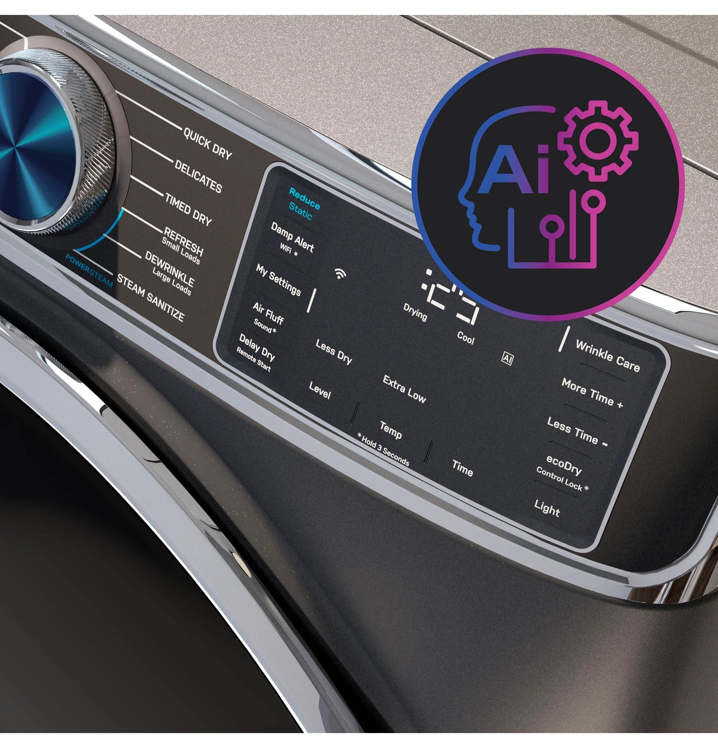 GE Appliances  7.8 cu. ft. Capacity Smart Front Load Gas Dryer with Steam and Sanitize Cycle Carbon Graphite - PFD95GSPWDS