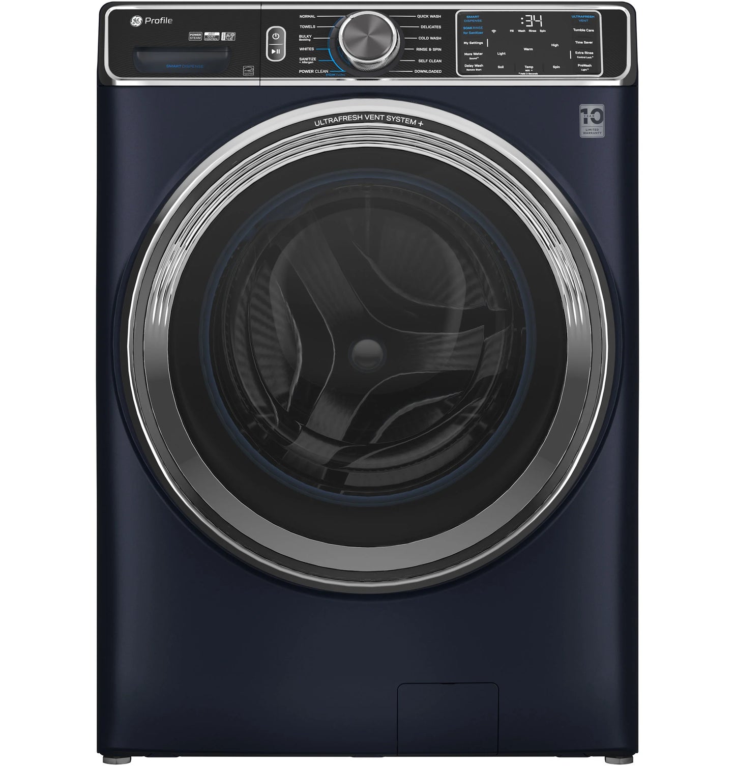 GE Appliances  5.3 cu. ft. Capacity Smart Front Load Washer with UltraFresh Vent System+ with OdorBlock Sapphire Blue - PFW870SPVRS