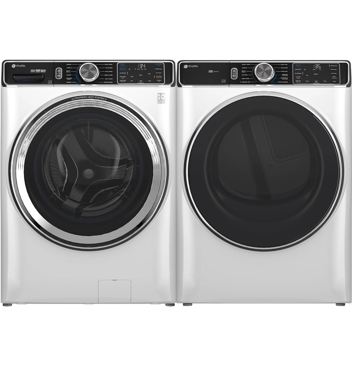 GE Appliances  5.3 cu. ft. Capacity Smart Front Load Washer with UltraFresh Vent System+ with OdorBlock White - PFW870SSVWW