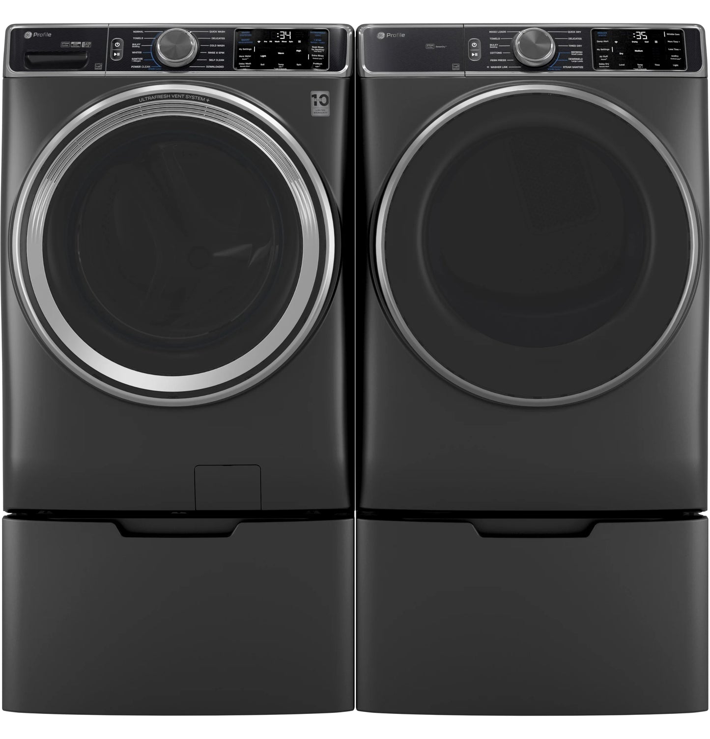GE Appliances 5.5 cu. ft. Capacity Smart Front Load Steam Washer with UltraFresh Vent System+ and Smart Wash & Smart Rinse Carbon Graphite - PFW955SPWDS