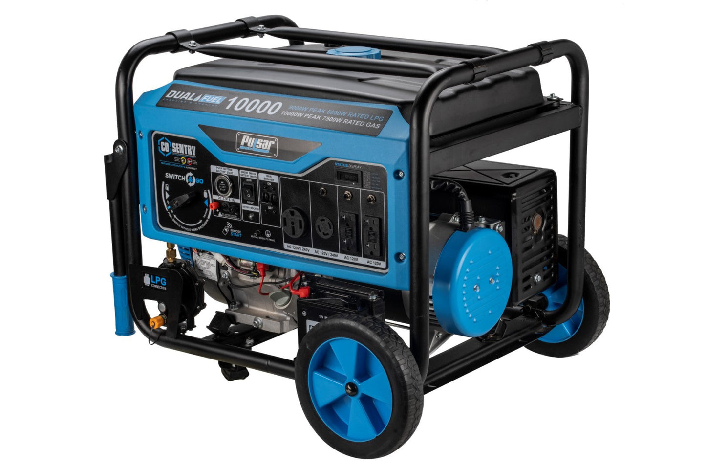 Aurora Generators Pulsar PG10000BRCO Pulsar 10,000 Watt Dual Fuel Generator with Recoil, Remote, Push Button Start & CO Alert - PowerGen USA - PG10000BRCO