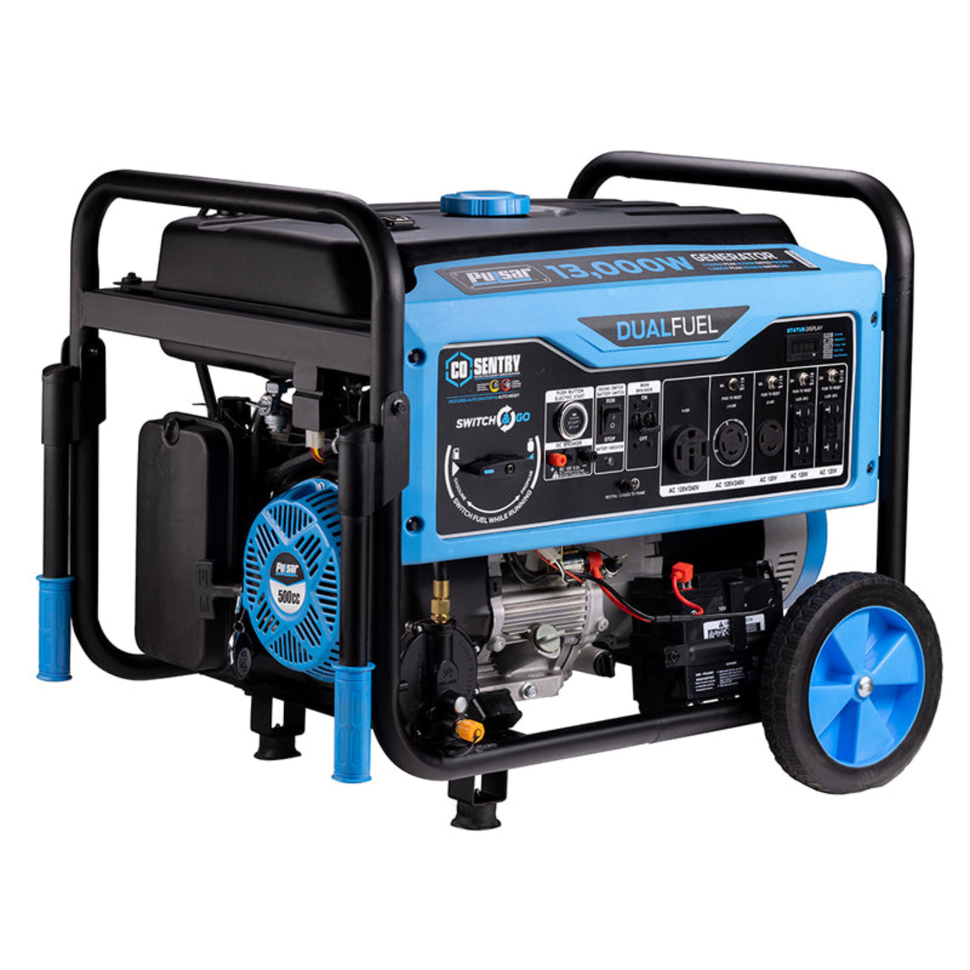 Aurora Generators Pulsar PG13000BRCO 13,000-Watt Dual Fuel Generator with Recoil, Remote, & Push Button Start & CO Alert - PowerGen USA - PG13000BRCO
