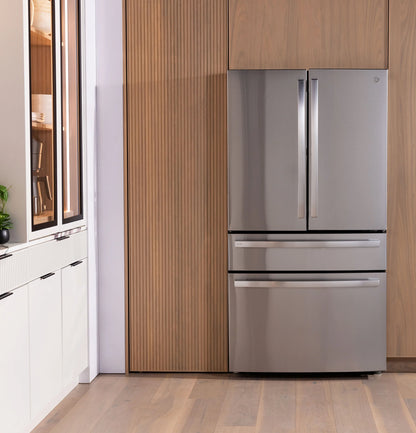 GE Appliances  29 Cu. Ft. Smart Fingerprint Resistant 4-Door French-Door with Door In Door Fingerprint Resistant Stainless Steel - PGD29BYTFS