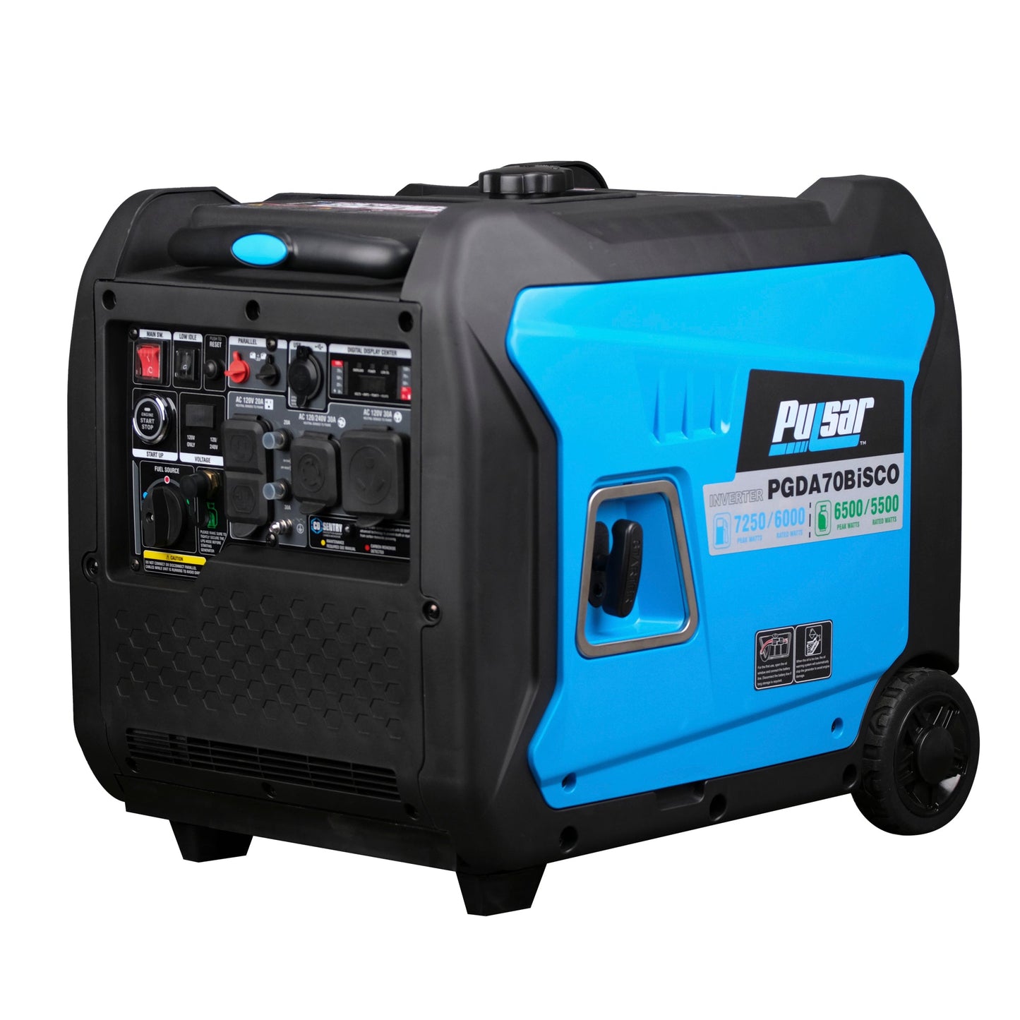 Aurora Generators Pulsar PGDA70BISCO 7,250-Watt Super Quiet Dual-Fuel Inverter Generator with CO Alert and Remote Start - PowerGen USA - PGDA70BISCO