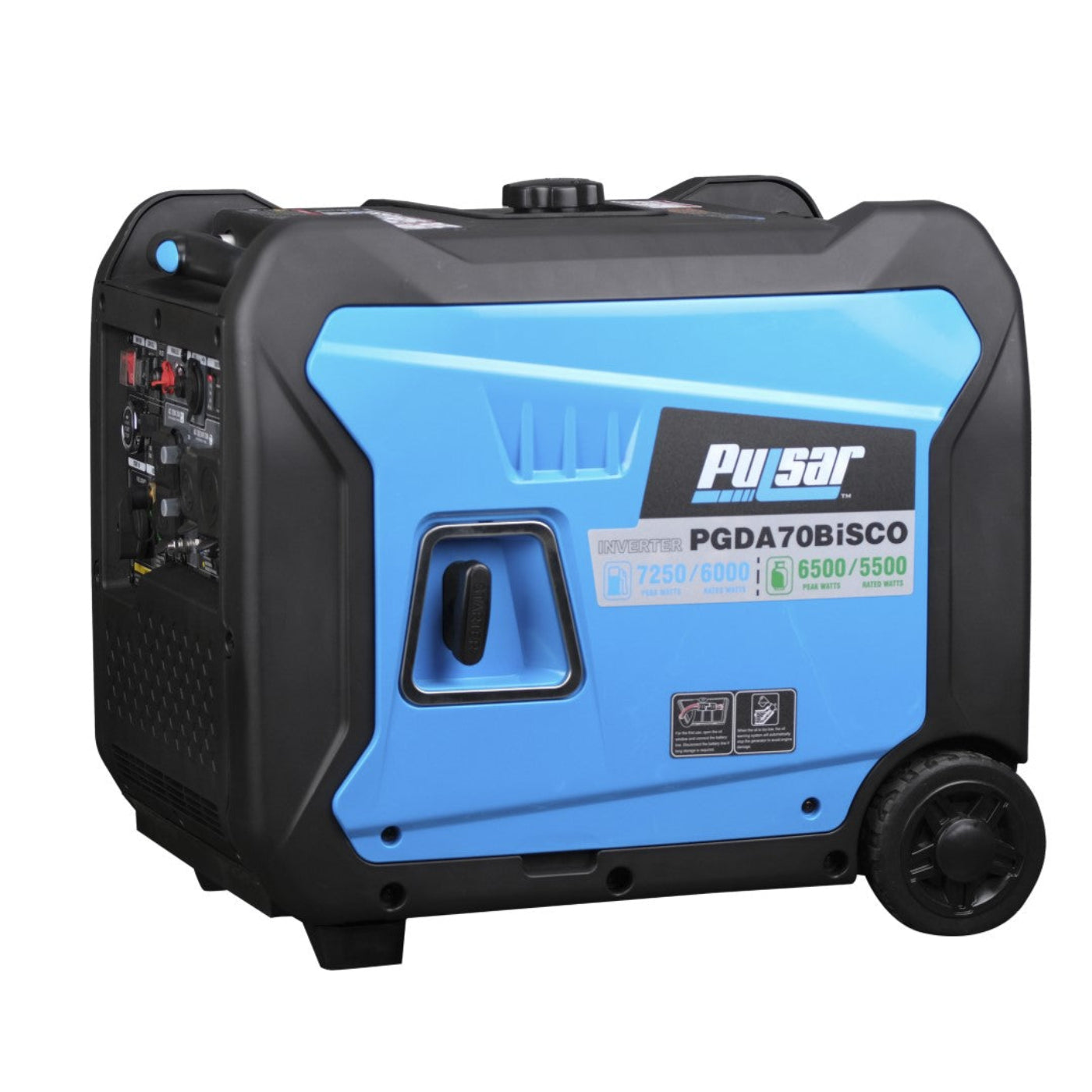 Aurora Generators Pulsar PGDA70BISCO 7,250-Watt Super Quiet Dual-Fuel Inverter Generator with CO Alert and Remote Start - PowerGen USA - PGDA70BISCO