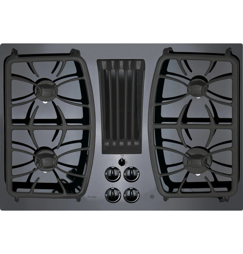 GE Appliances  30" Built-In Gas Downdraft Cooktop Black on Black - PGP9830DRBB