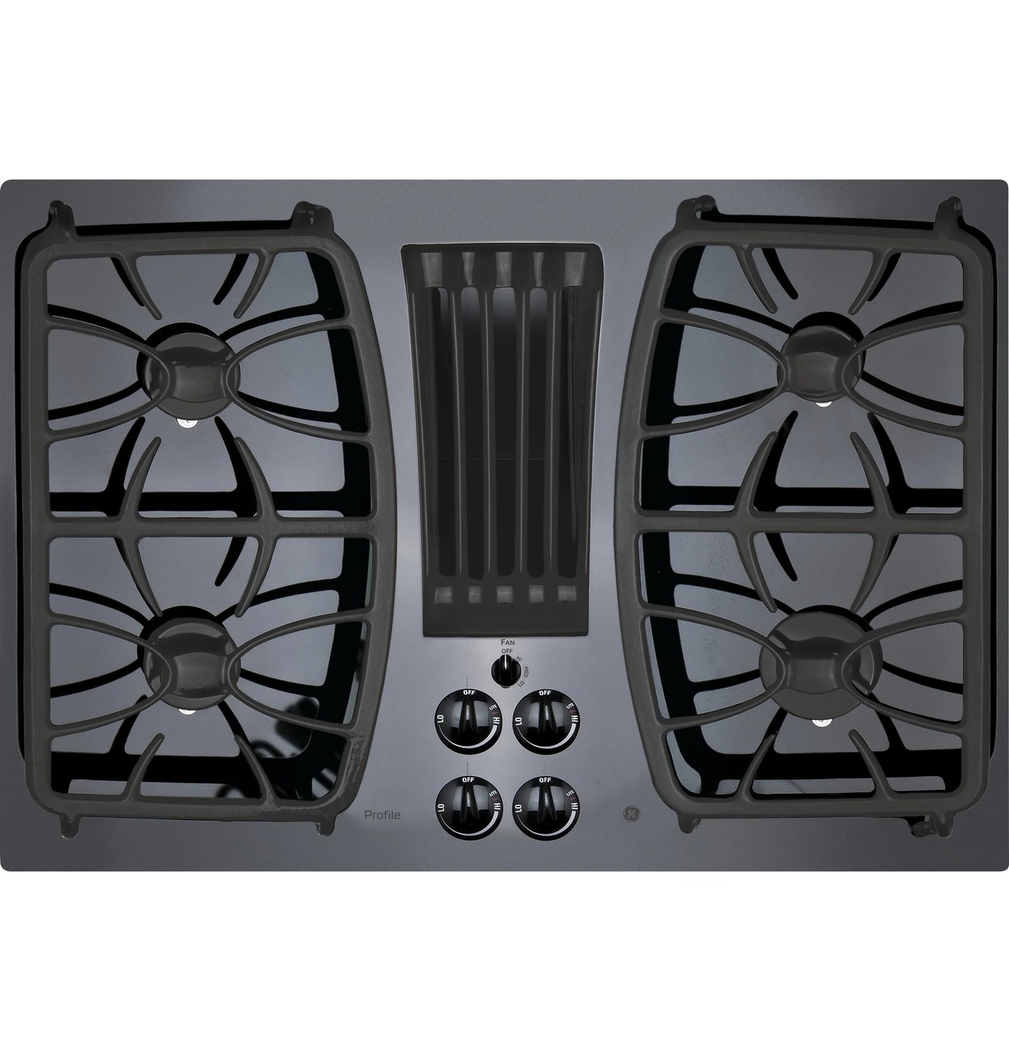 GE Appliances  30" Built-In Gas Downdraft Cooktop Black on Black - PGP9830DRBB