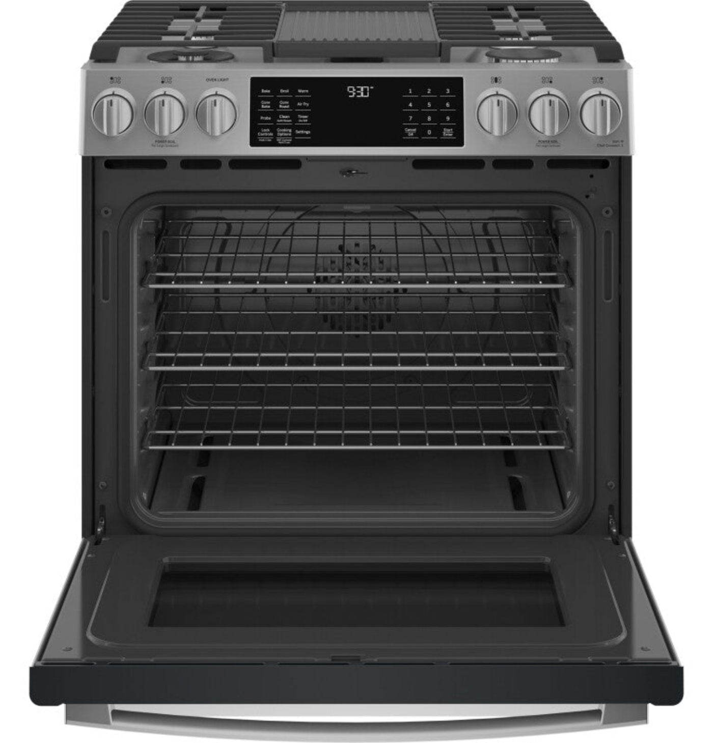 GE Appliances Profile 30" Smart Slide-In Front-Control Gas Fingerprint Resistant Range with No Preheat Air Fry Fingerprint Resistant Stainless - PGS930YPFS