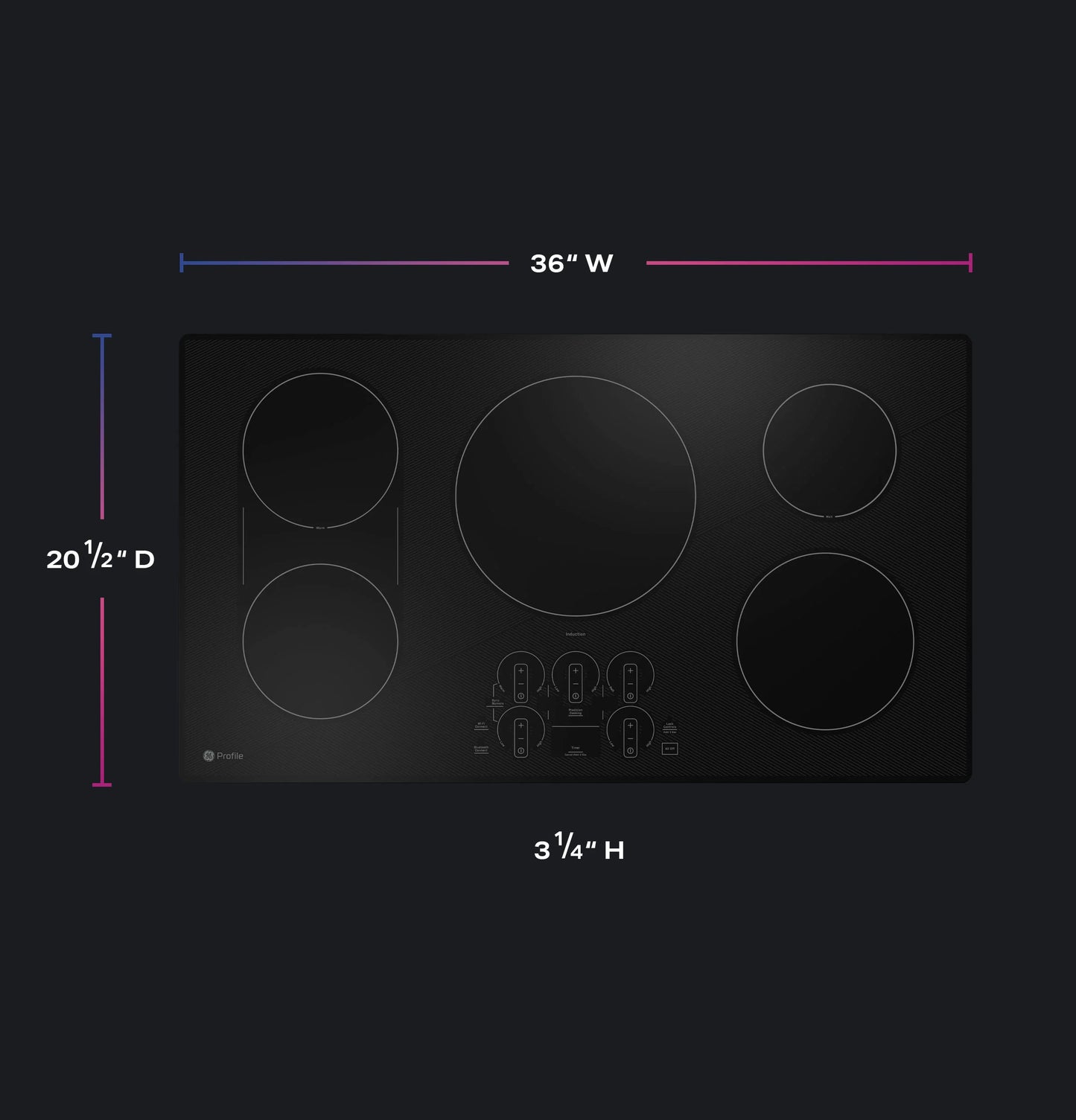 GE Appliances  36" Built-In Touch Control Induction Cooktop Black - PHP9036DTBB