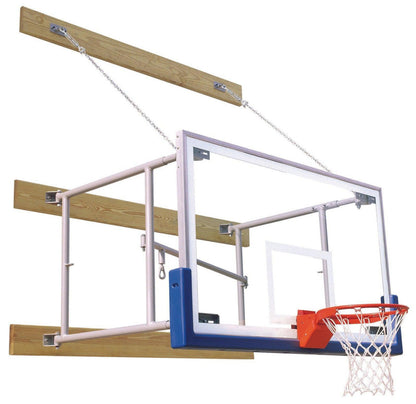 Bison Side-Folding Wall Mounted Basketball Hoop - 72 Inch Glass - PKG46SFRG