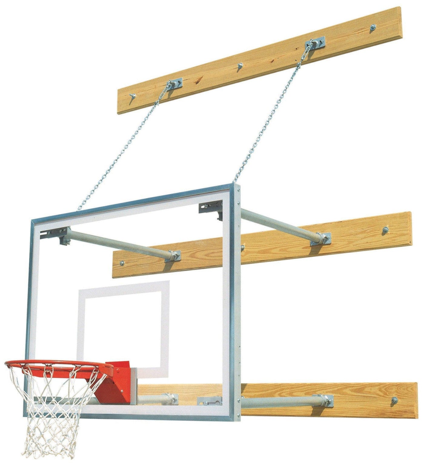 Bison Field Modifiable Stationary Wall Mounted Basketball Hoop - 72 Inch Glass - PKG14STRG
