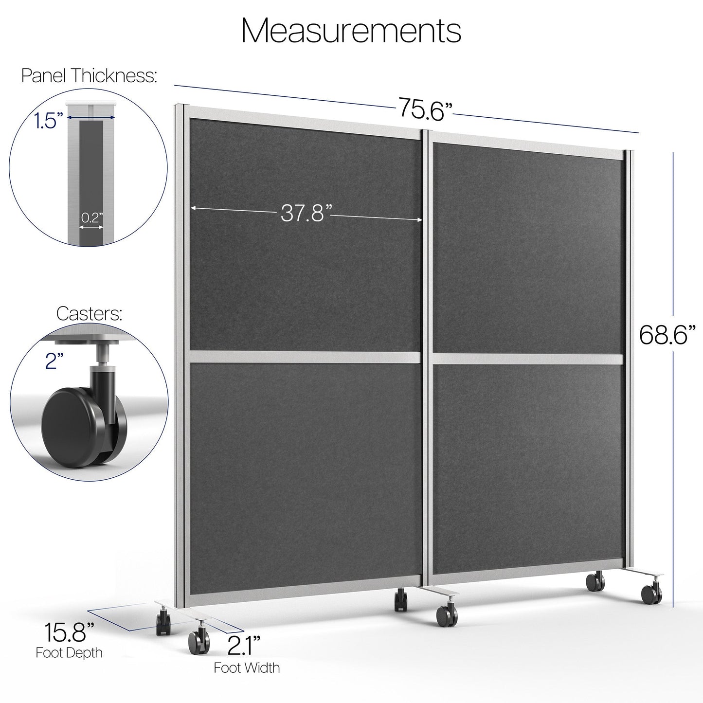 VIVO Mobile Modular Wall System Freestanding Room Dividers - PP-MWS63D-M