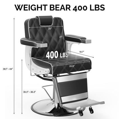 OmySalon BC1401 Modern Style Heavy Duty Hydraulic Recline Barber Chair - G59000265