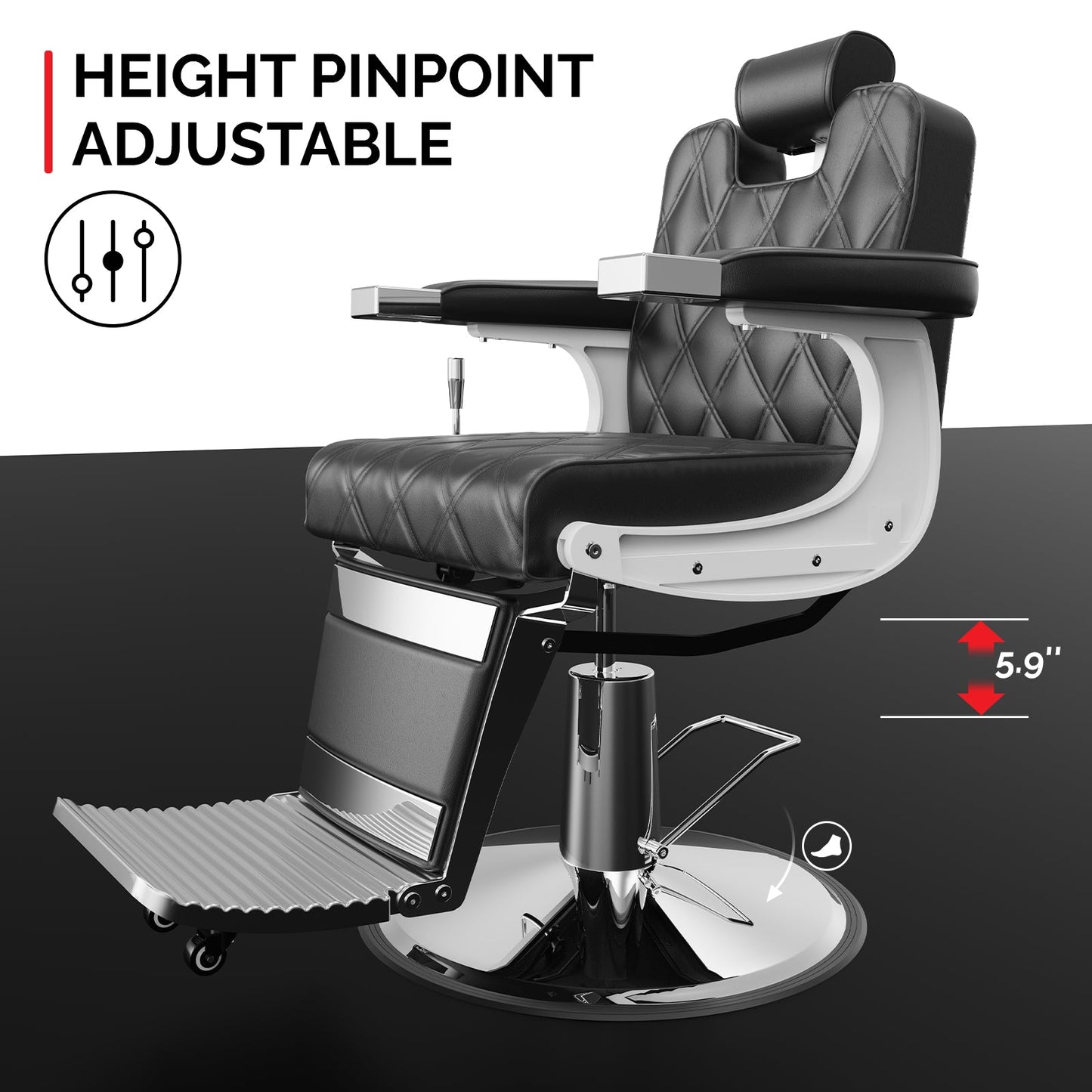 OmySalon BC1401 Modern Style Heavy Duty Hydraulic Recline Barber Chair - G59000265