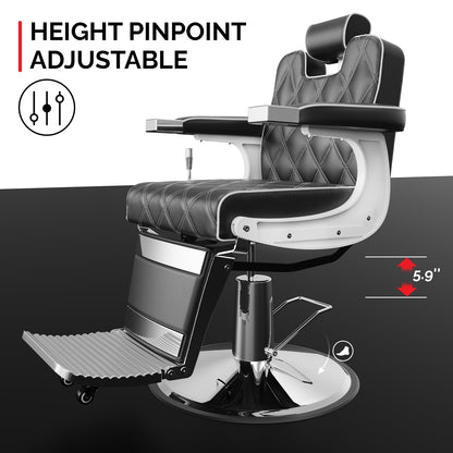 OmySalon BC1401 Modern Style Heavy Duty Hydraulic Recline Barber Chair - G59000265